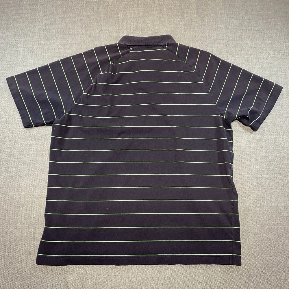 Brooks Brothers Men's Dark Blue with Green Stripes‎ Short Sleeve Polo Shirt XL